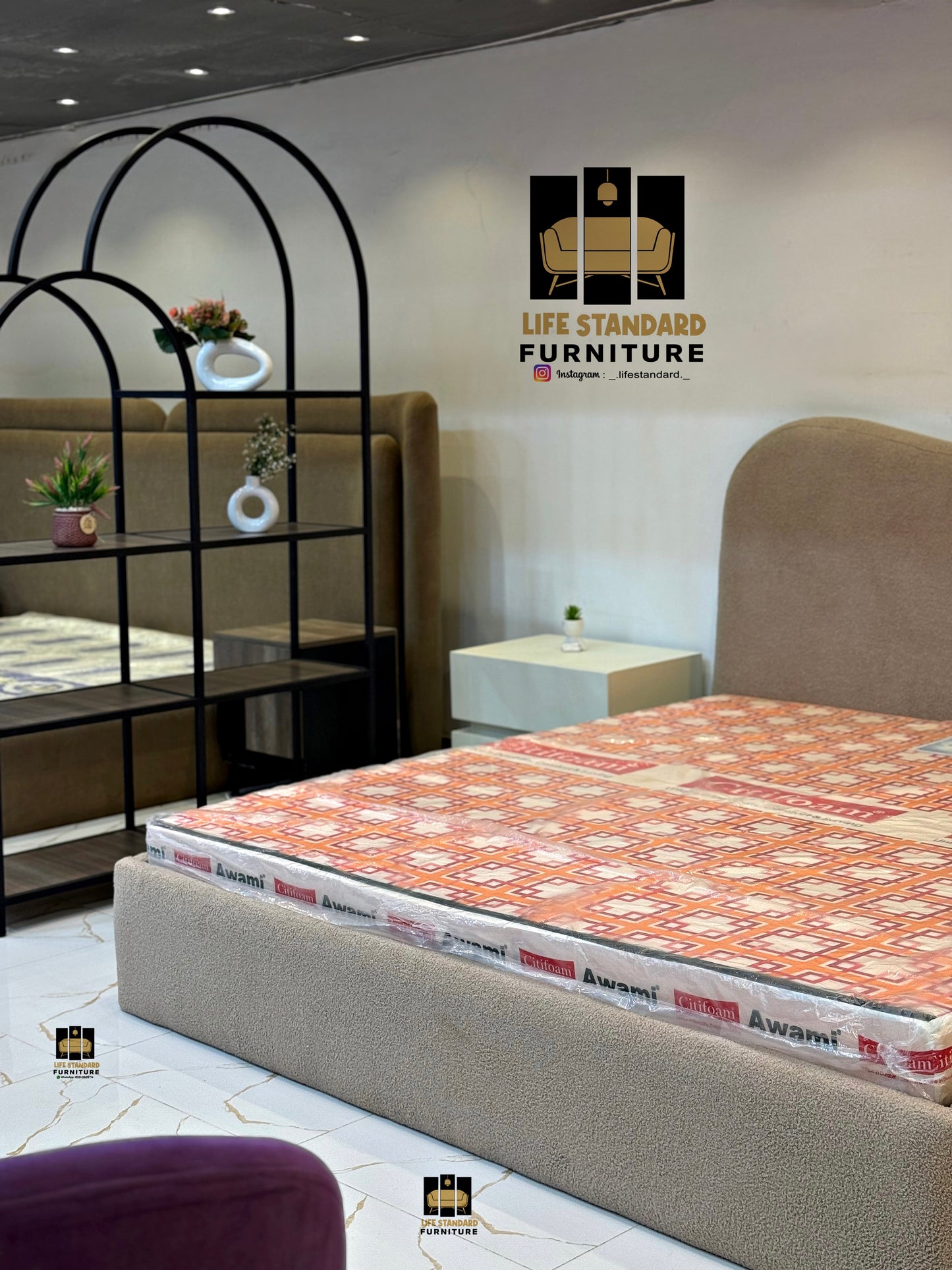 Modern Upholstered Bed with Deco-Painted Side Tables โ A Blend of Comfort, Luxury & Functionality