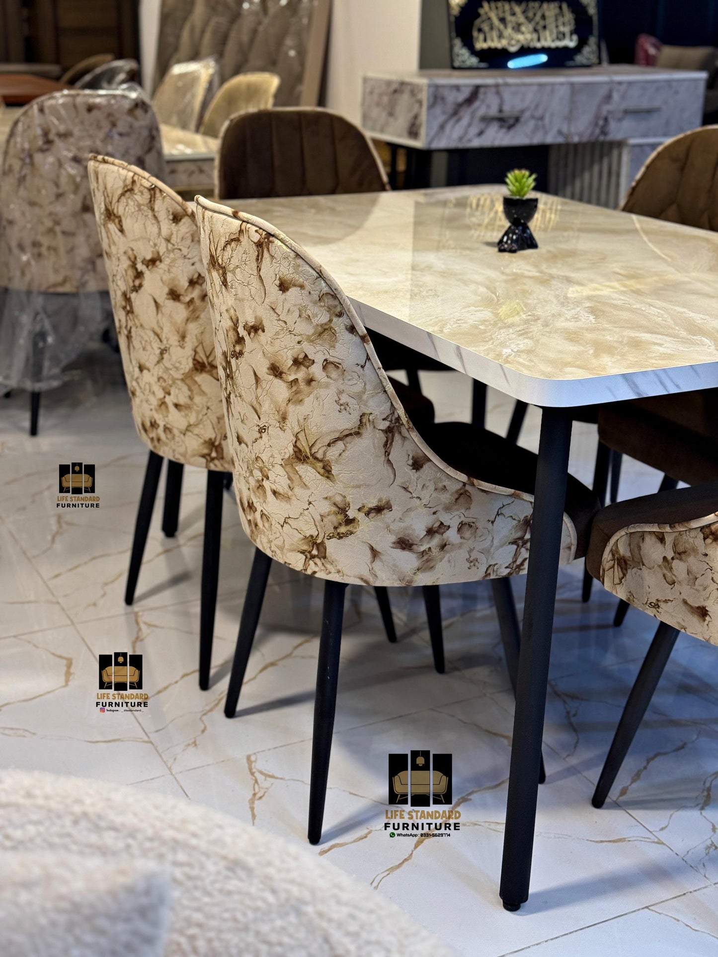 ๐ฝ Luxury Marble-Top 6-Seater Dining Table Set ๐ฝ