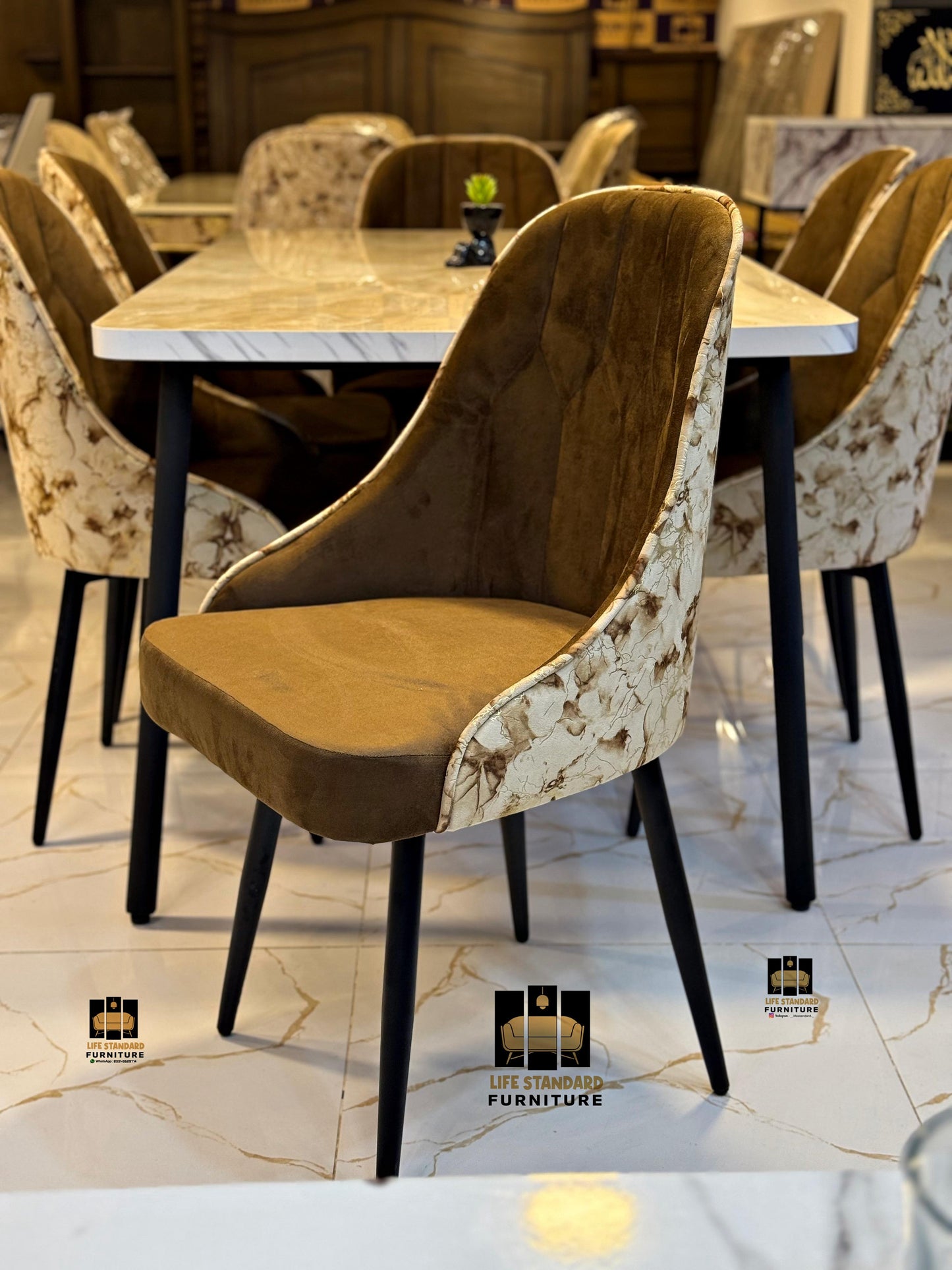 ๐ฝ Luxury Marble-Top 6-Seater Dining Table Set ๐ฝ