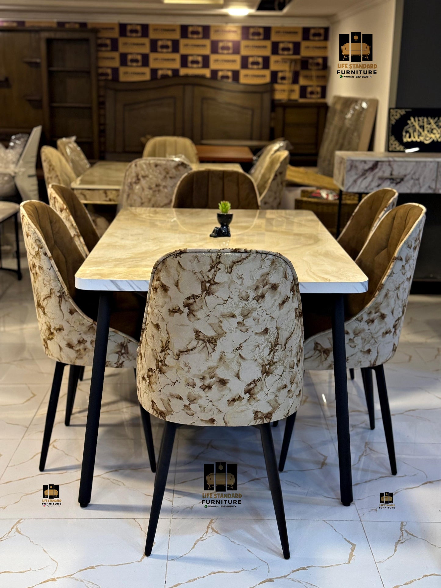 ๐ฝ Luxury Marble-Top 6-Seater Dining Table Set ๐ฝ
