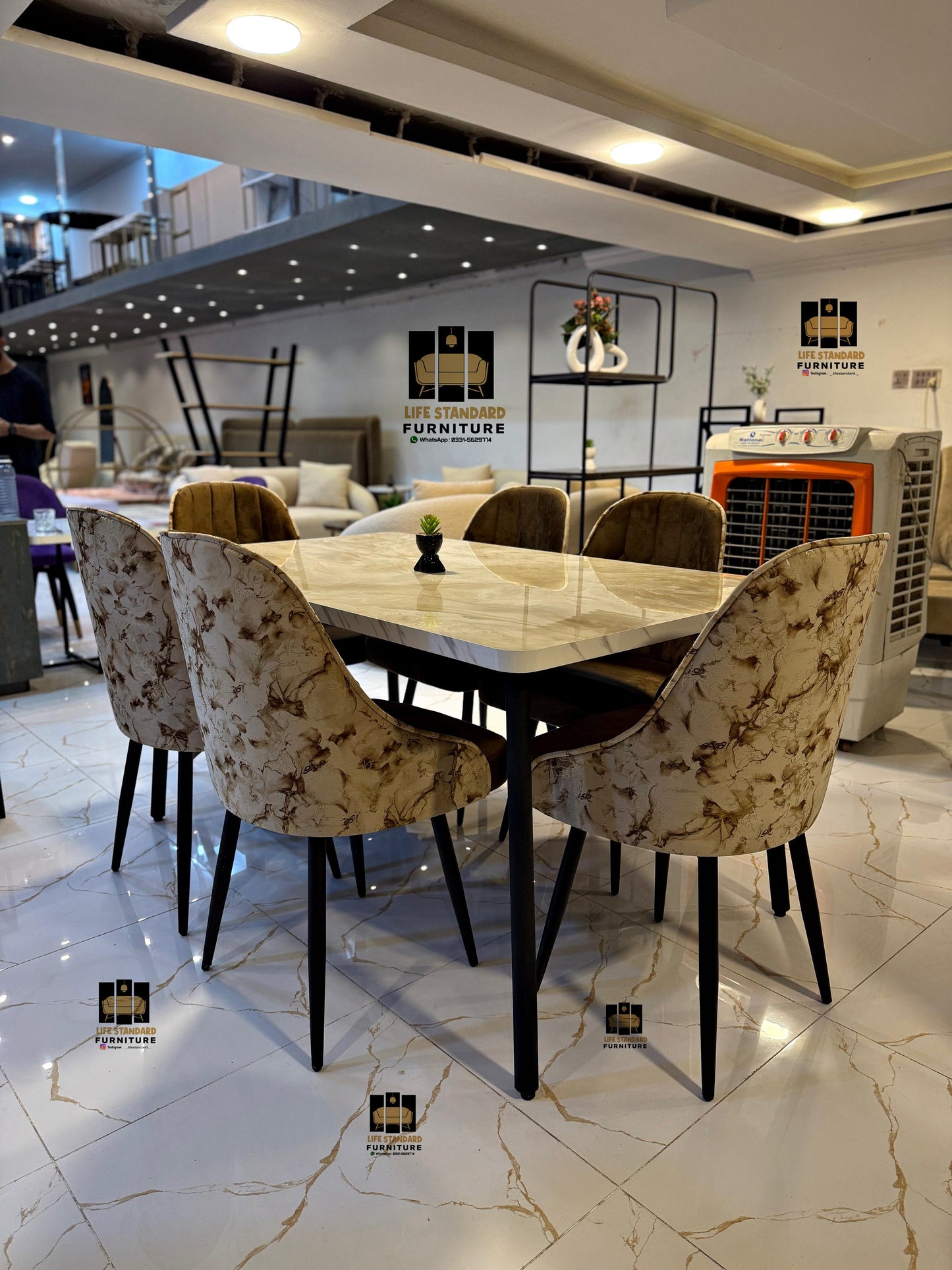 ๐ฝ Luxury Marble-Top 6-Seater Dining Table Set ๐ฝ