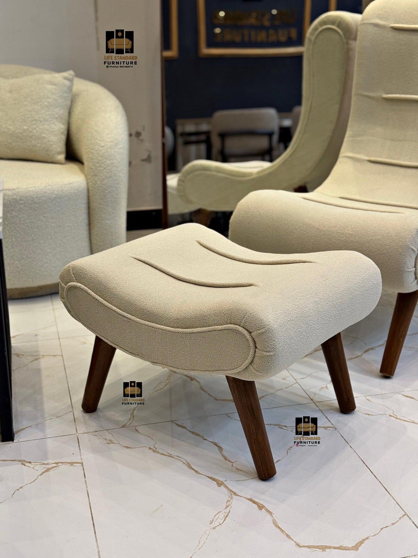 Modern Lounge Accent Chair with Ottoman – Scandinavian-Inspired Comfort by Life Standard Furniture