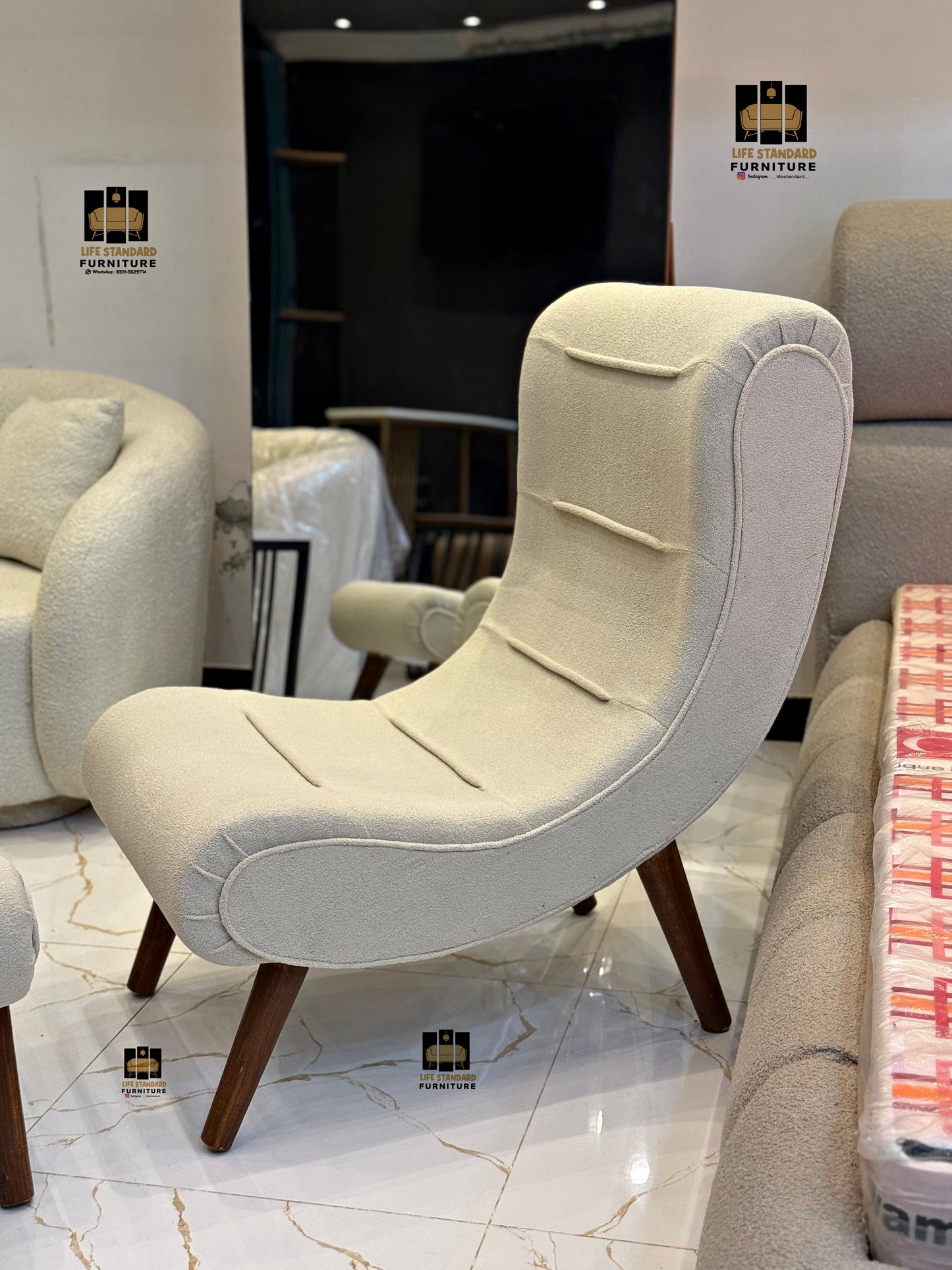 Modern Lounge Accent Chair with Ottoman – Scandinavian-Inspired Comfort by Life Standard Furniture