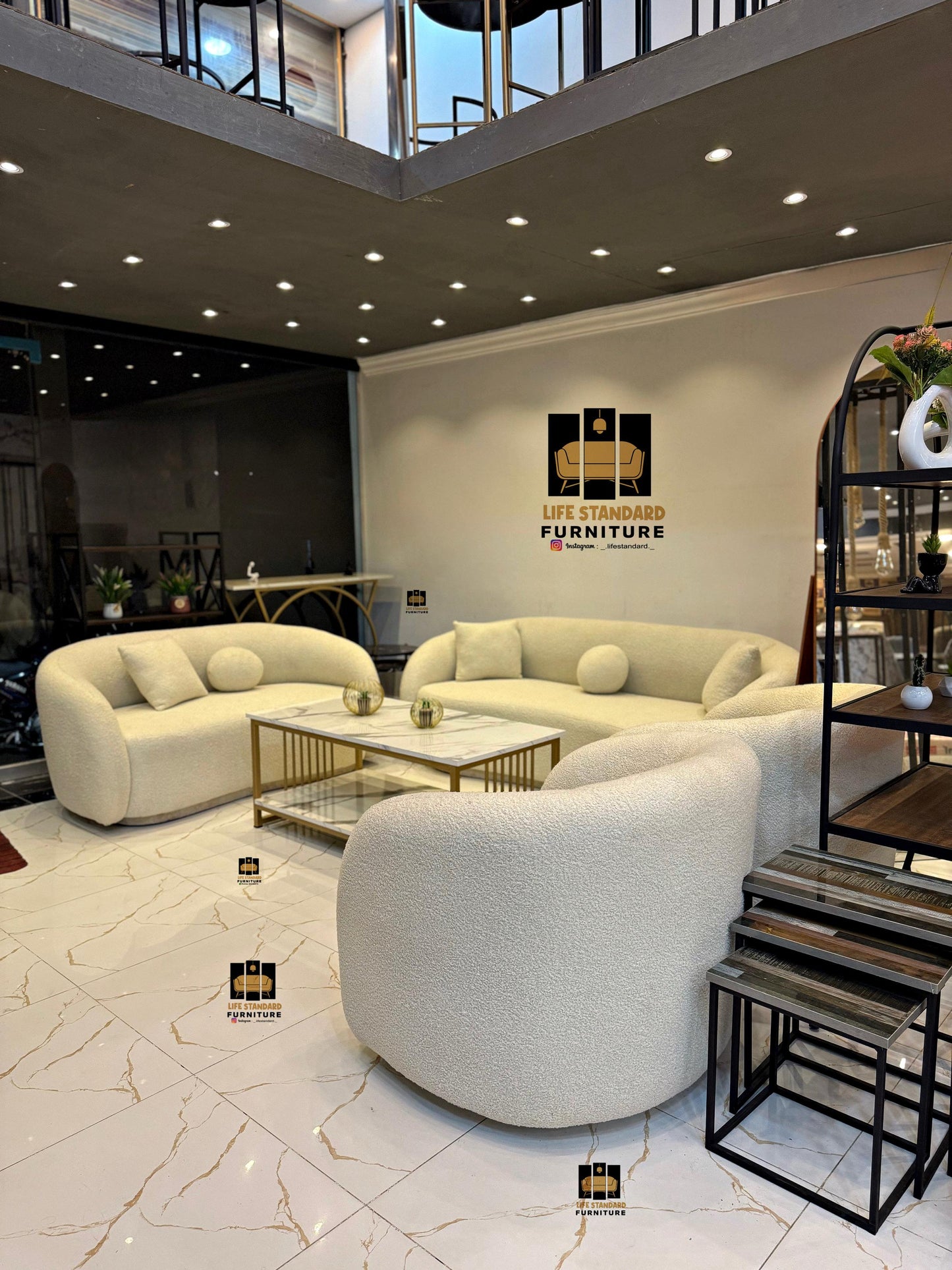 Luxury Modern Curved Sofa Set - Contemporary Living Room Elegance
