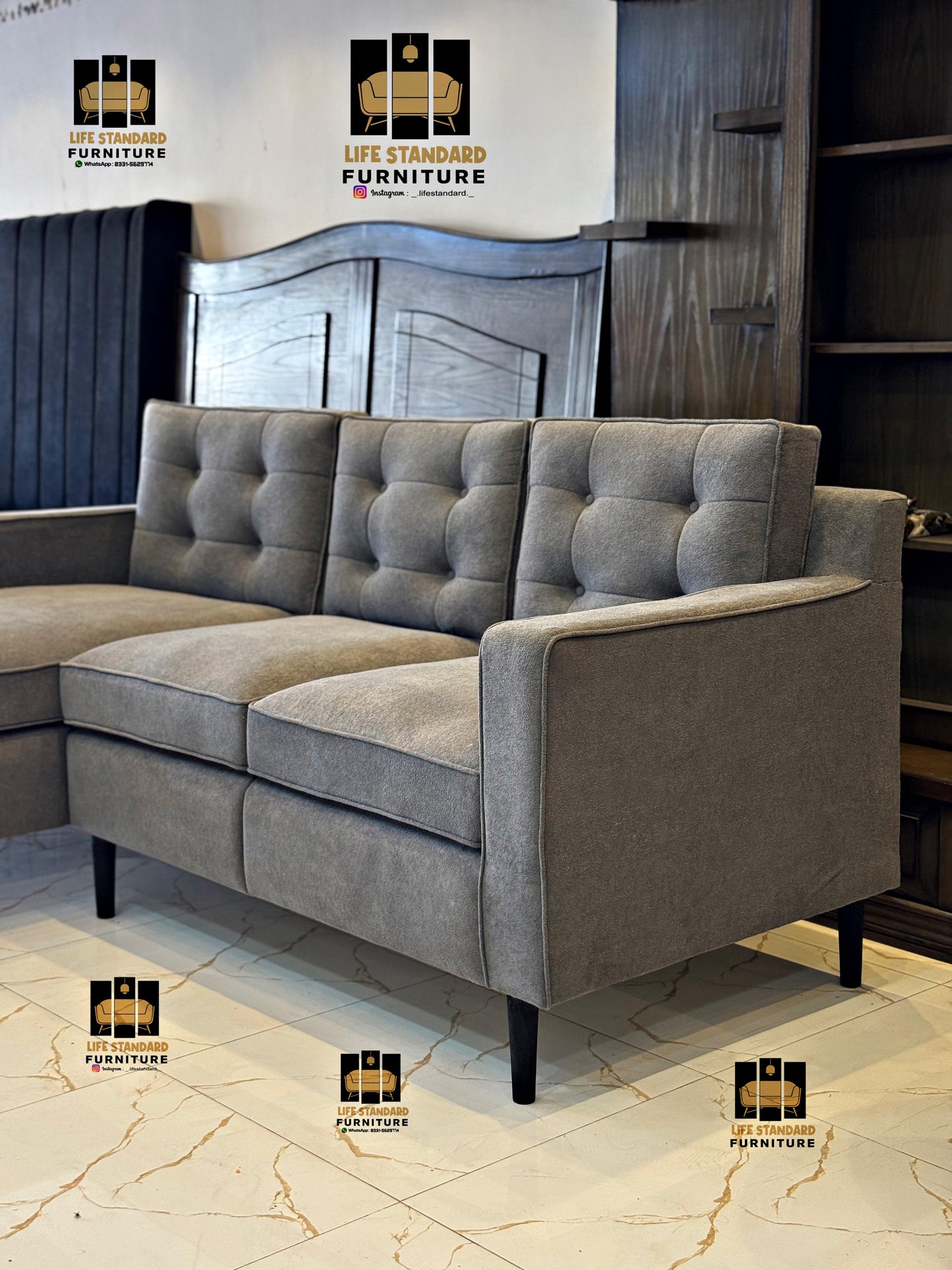 Modern Grey Sofa with Chaise Lounge – Premium Comfort & Contemporary Elegance
