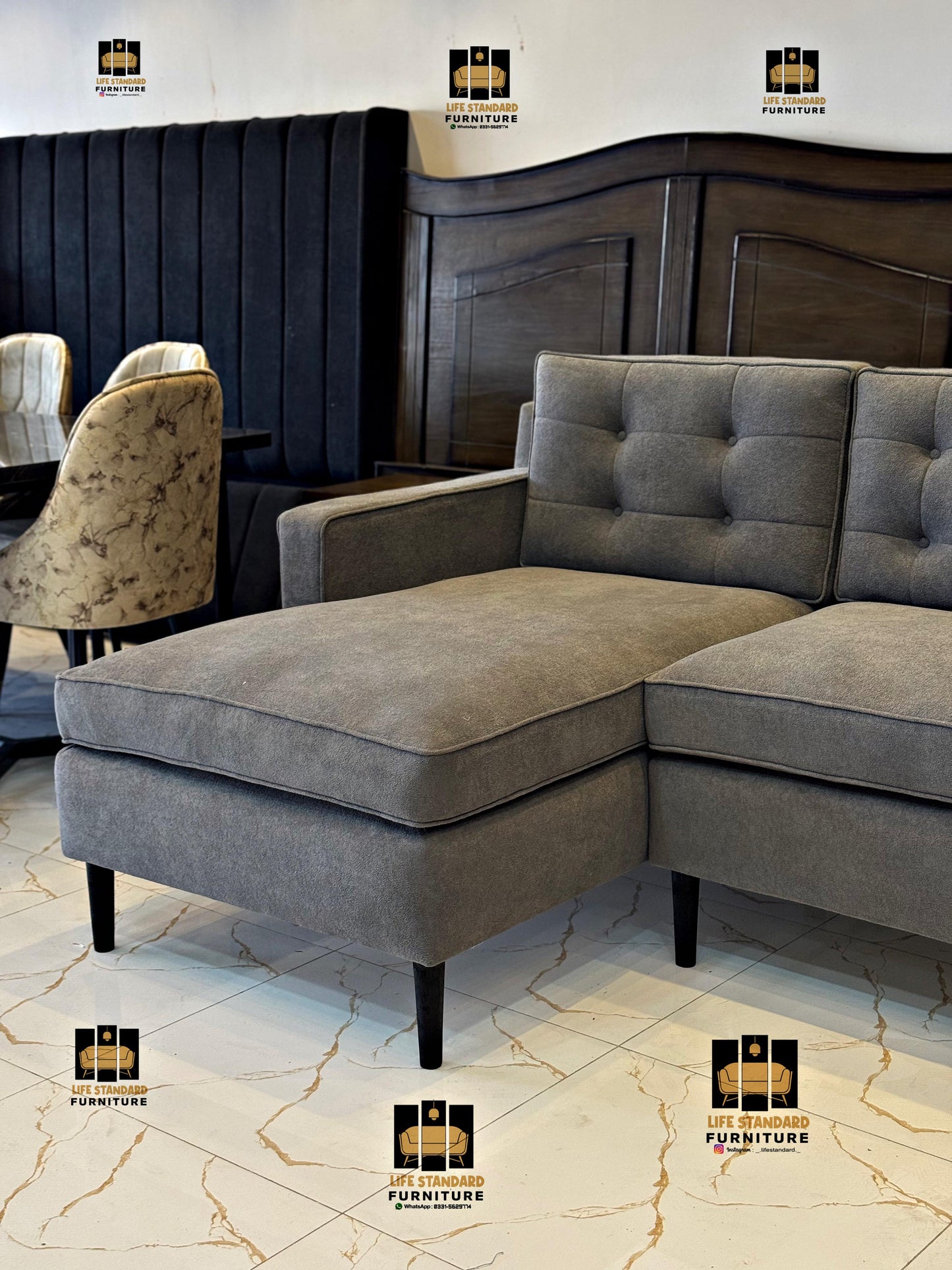 Modern Grey Sofa with Chaise Lounge – Premium Comfort & Contemporary Elegance
