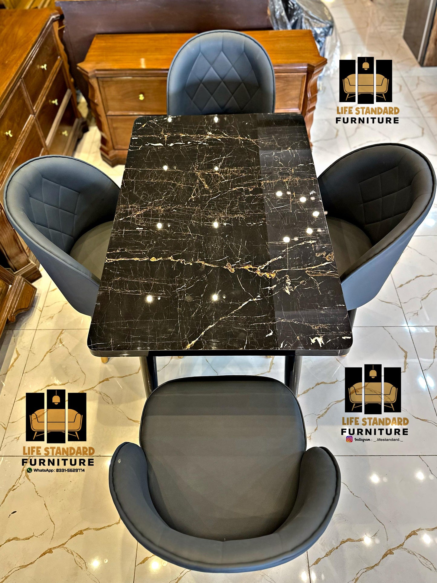 Modern 4-Seater Dining Table Set – Compact Luxury with Timeless Design