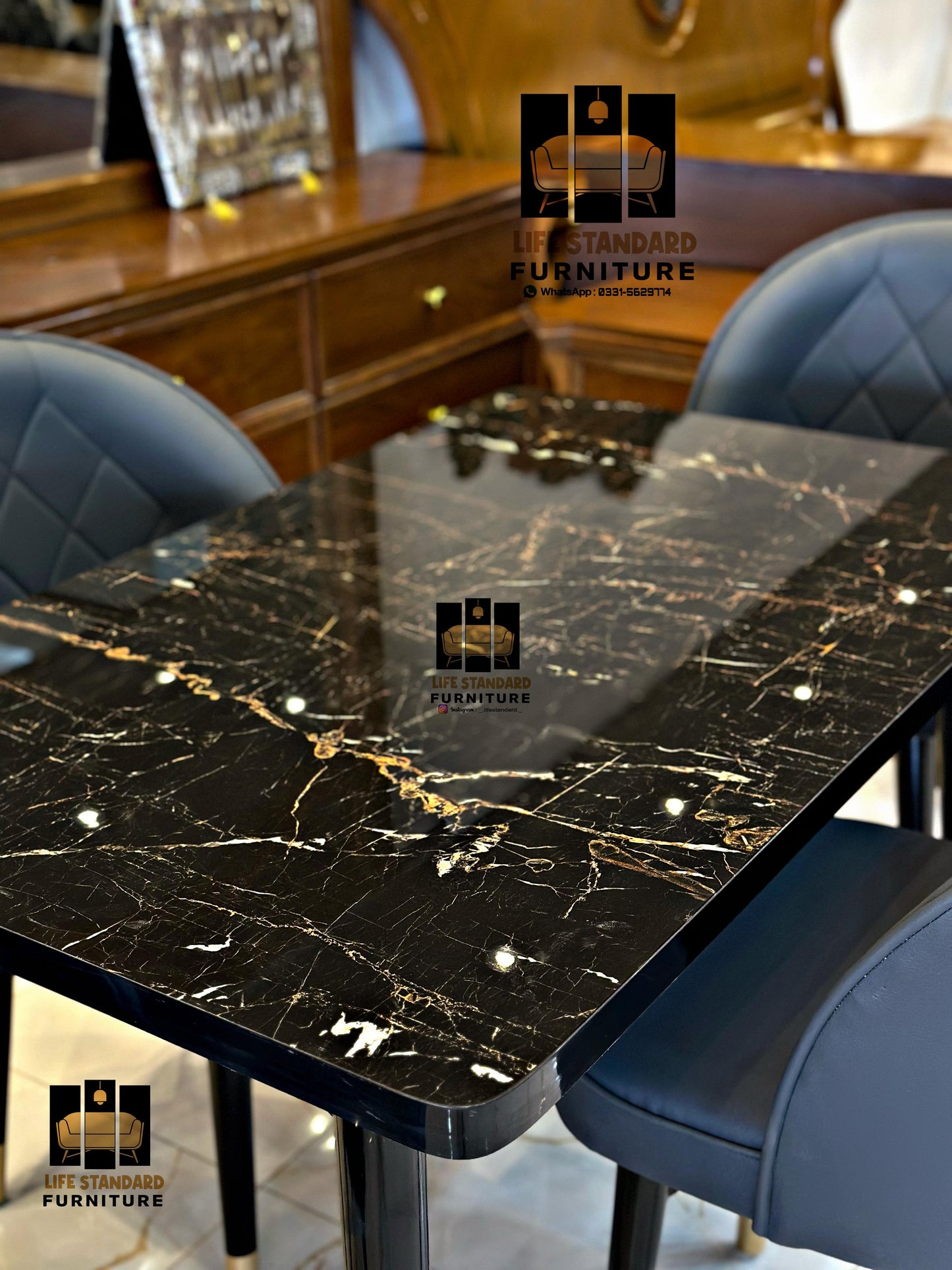 Modern 4-Seater Dining Table Set – Compact Luxury with Timeless Design