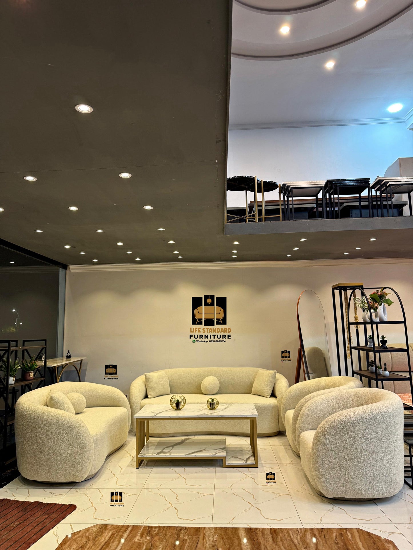 Luxury Modern Curved Sofa Set - Contemporary Living Room Elegance