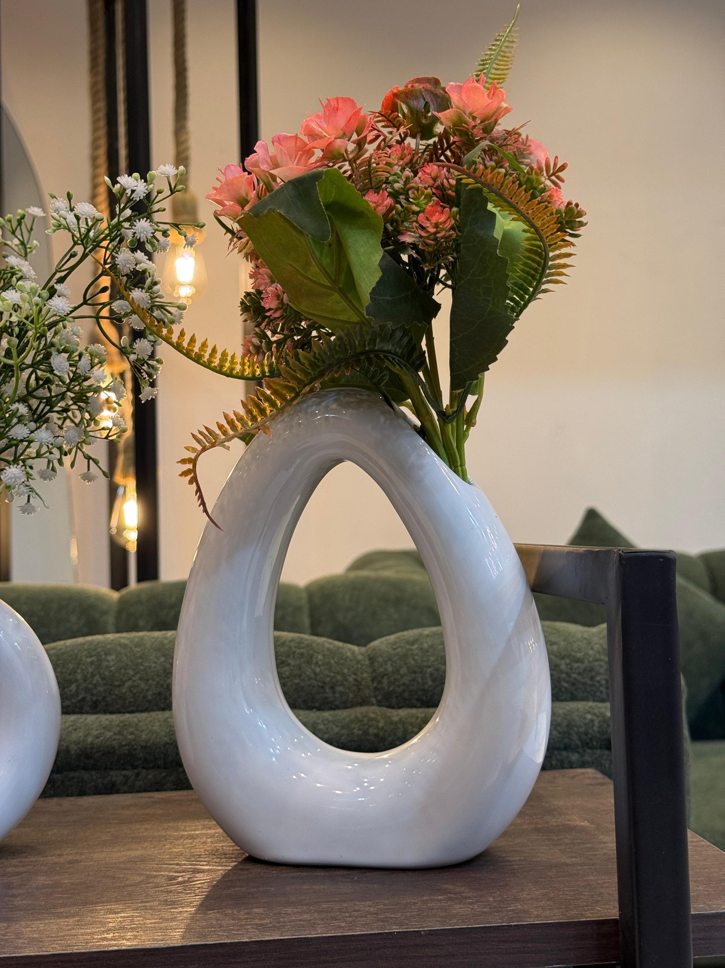 Modern Ceramic Vase Set with Faux Floral Arrangements – Elegant Home Decor by Life Standard Furniture