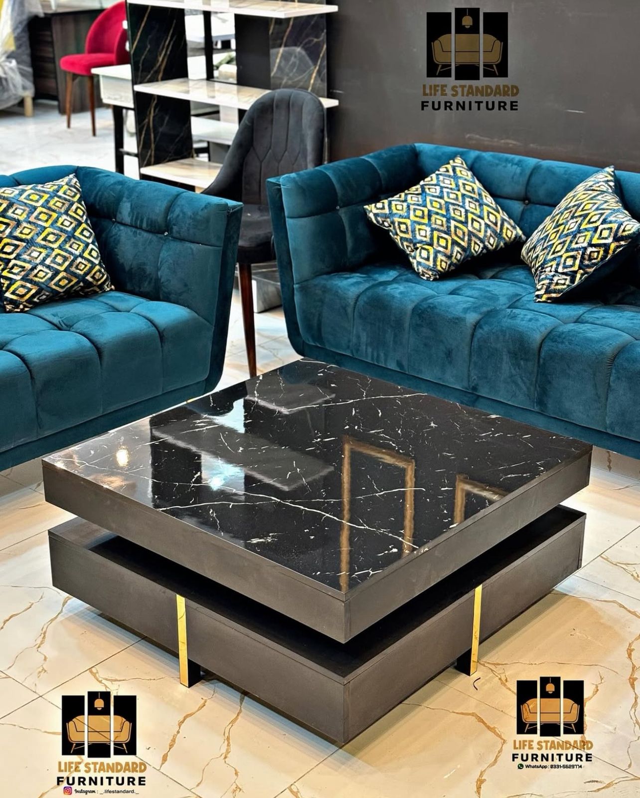 Modern Luxury Black Glossy Center Table
