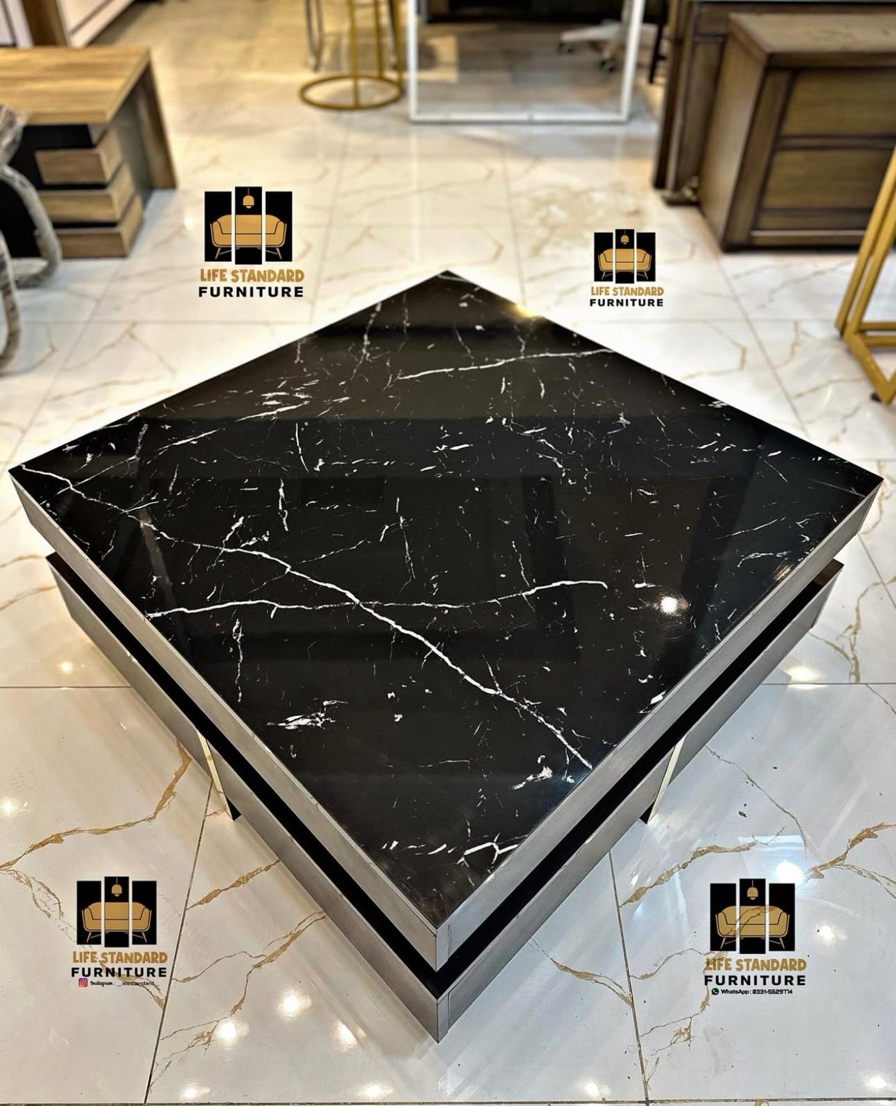 Modern Luxury Black Glossy Center Table