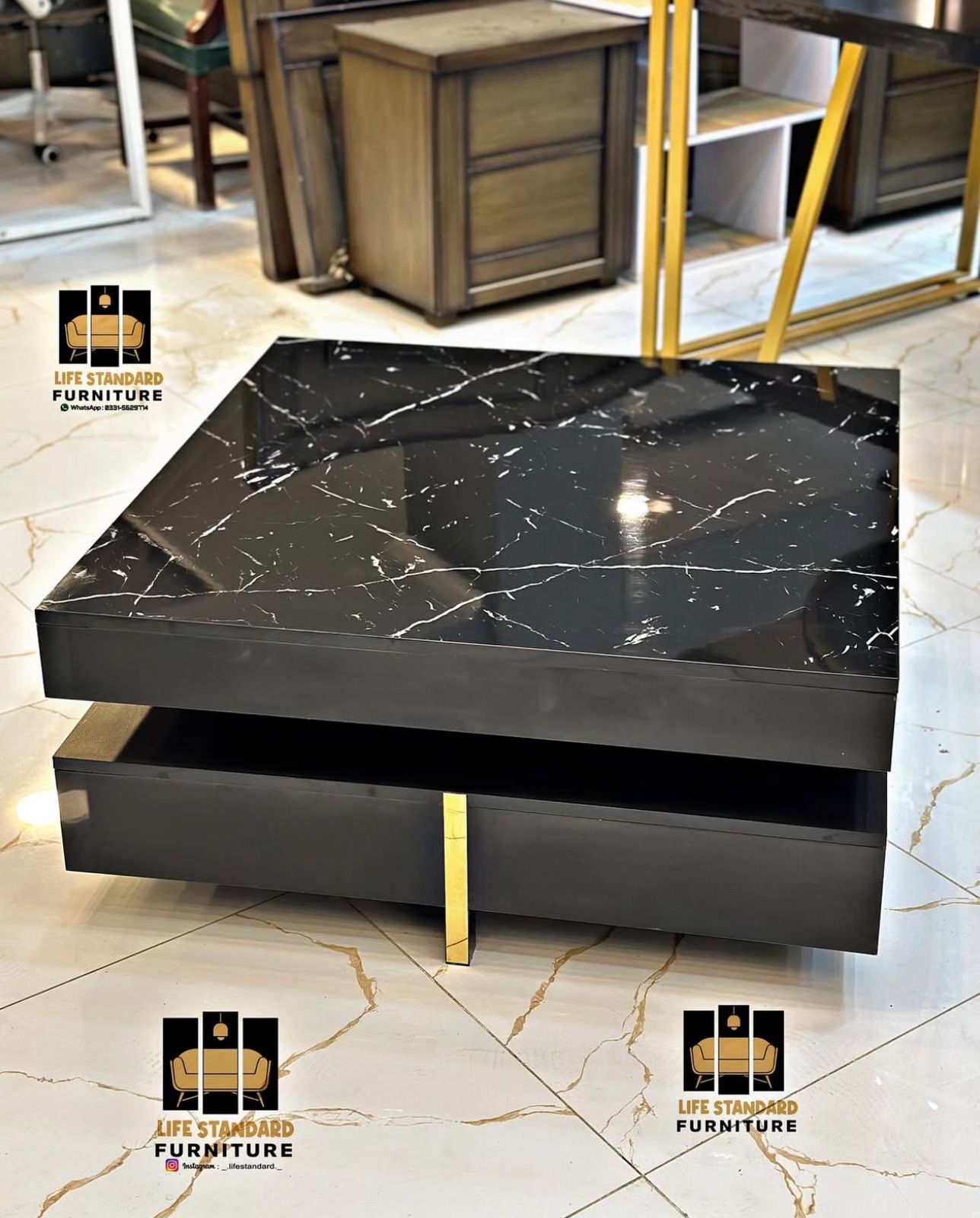 Modern Luxury Black Glossy Center Table