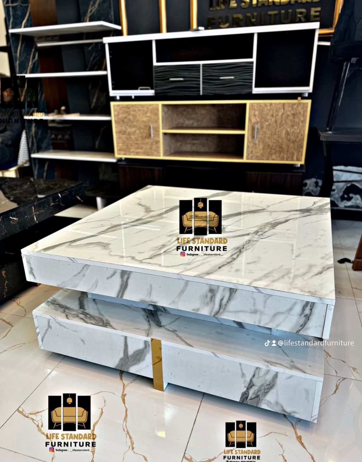 Luxury Marble-Style Center Table ✨