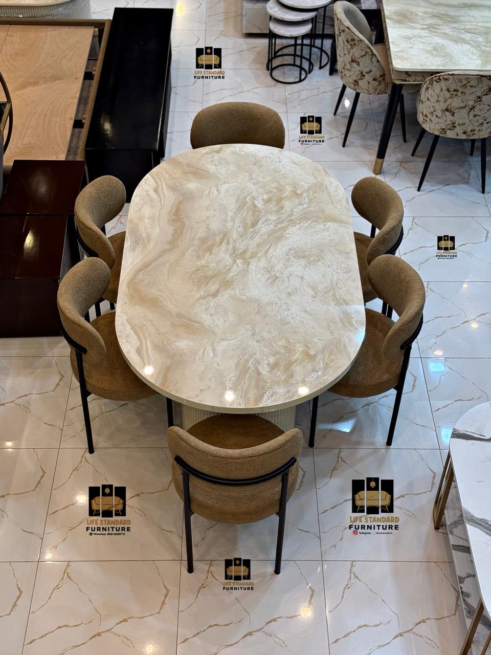 6 Seater Luxury Dining Table Set | Life Standard Furniture