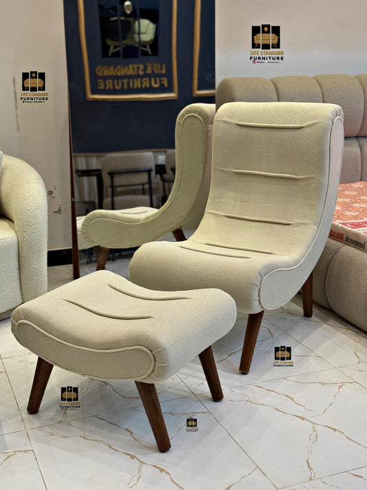 Modern Lounge Accent Chair with Ottoman – Scandinavian-Inspired Comfort by Life Standard Furniture