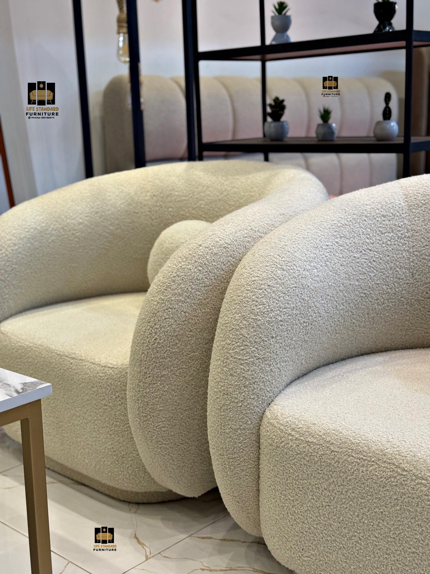 Luxury Modern Curved Sofa Set - Contemporary Living Room Elegance