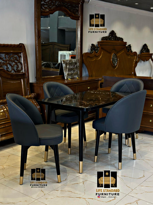Modern 4-Seater Dining Table Set – Compact Luxury with Timeless Design