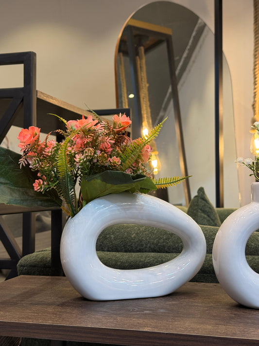 Modern Ceramic Vase Set with Faux Floral Arrangements – Elegant Home Decor by Life Standard Furniture