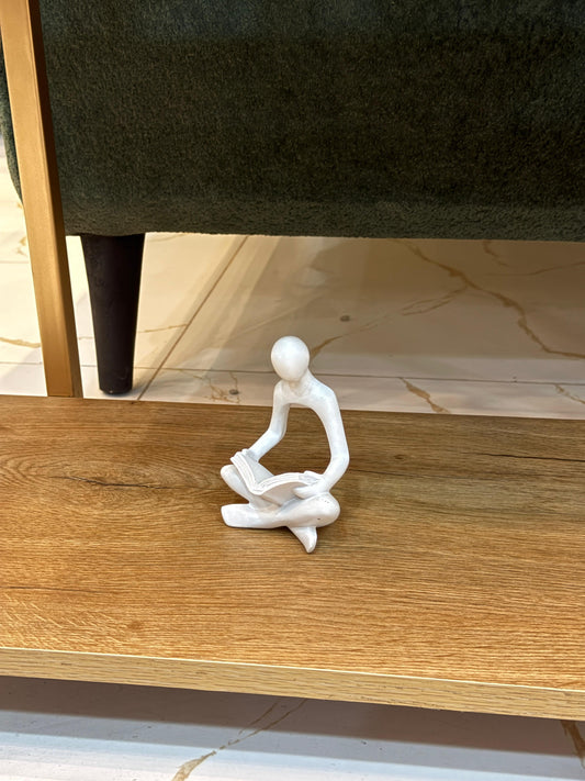 Minimalist ‘Reading Man’ Sculpture – White &amp; Black Options