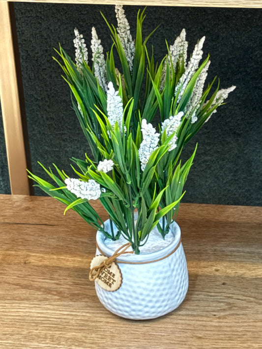 Artificial White Floral Plant in Elegant Ceramic Pot