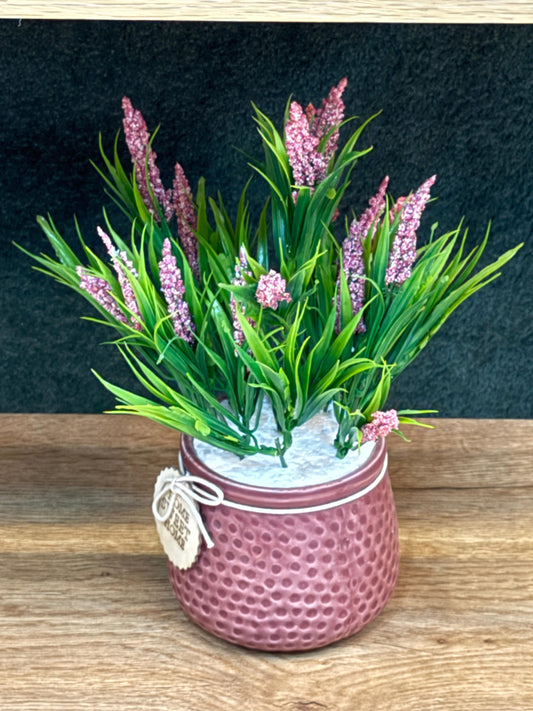 Artificial Floral Plant in Textured Ceramic Pot