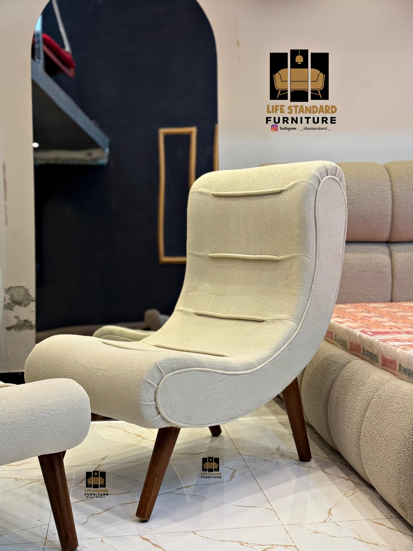 Modern Lounge Accent Chair with Ottoman – Scandinavian-Inspired Comfort by Life Standard Furniture