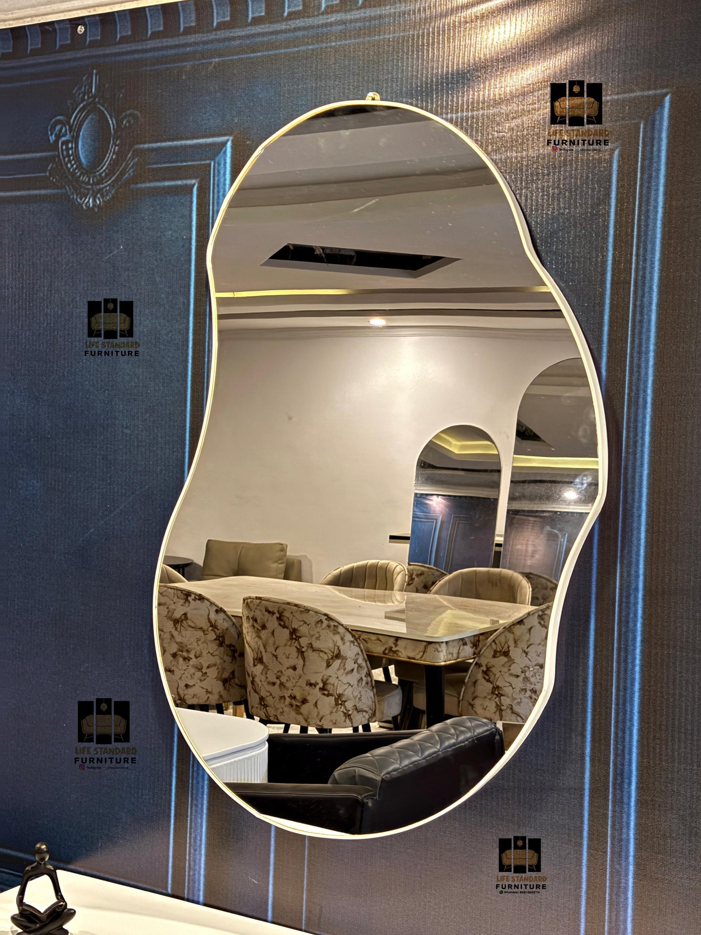 Modern White Dressing Table with Asymmetrical Mirror – Chic Minimalism Meets Functional Elegance
