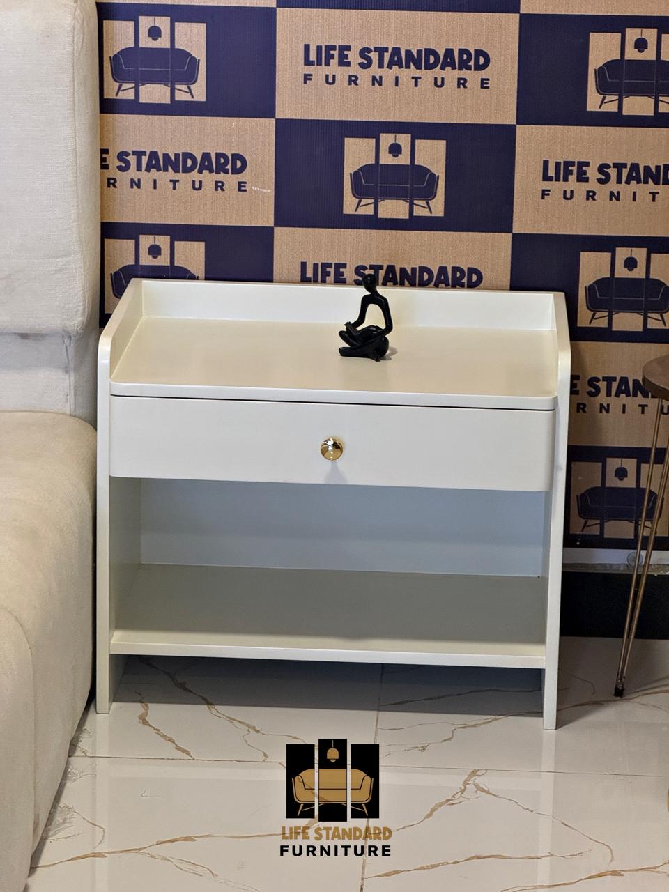 Luxury Upholstered Bed Set with Deco Side Tables lamp Dressing Table