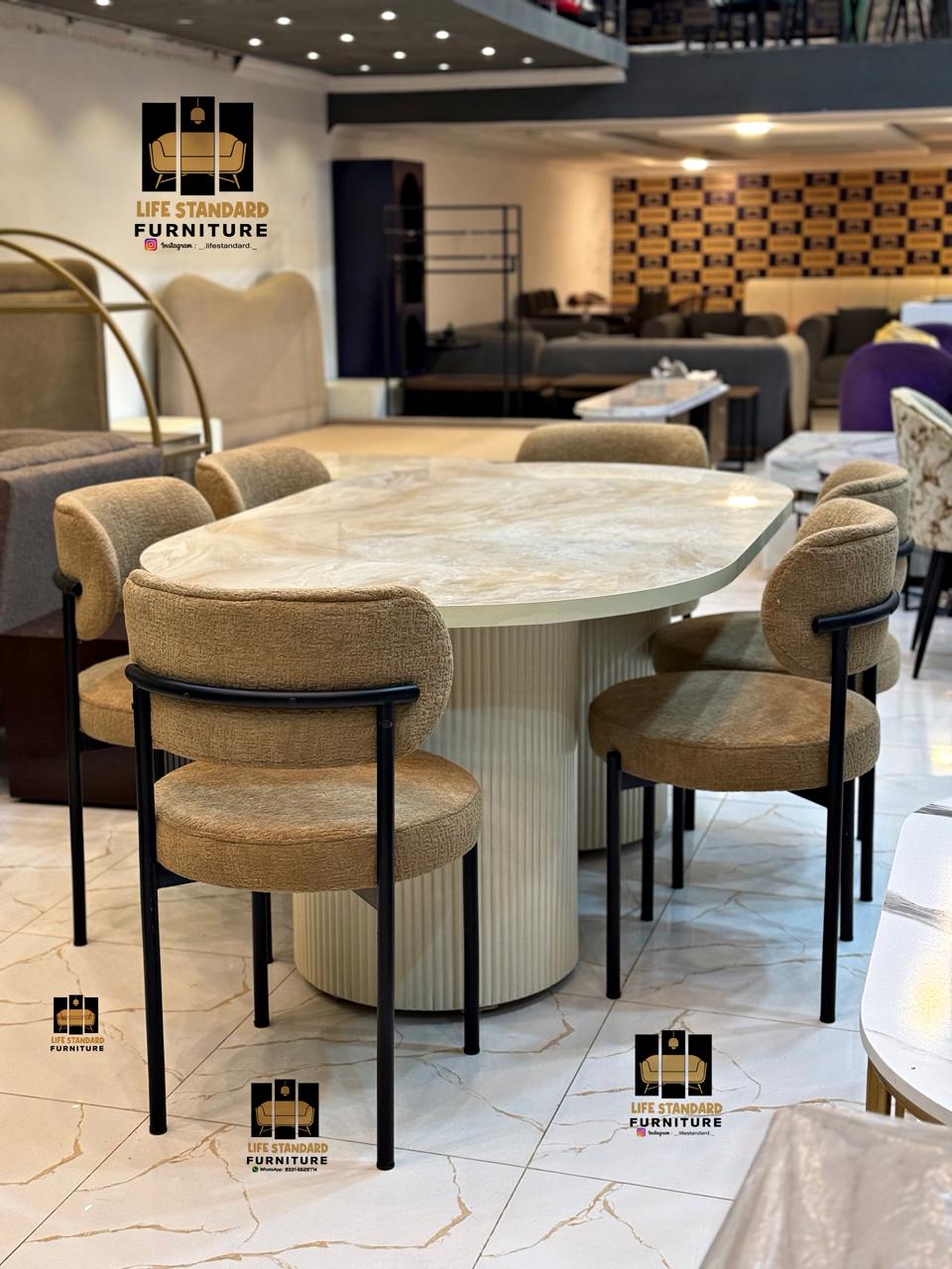 6 Seater Luxury Dining Table Set  | Life Standard Furniture