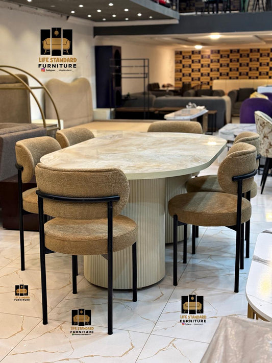 6 Seater Luxury Dining Table Set  | Life Standard Furniture