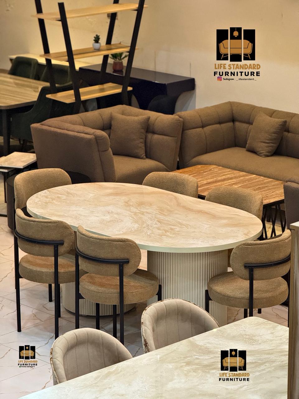 6 Seater Luxury Dining Table Set  | Life Standard Furniture
