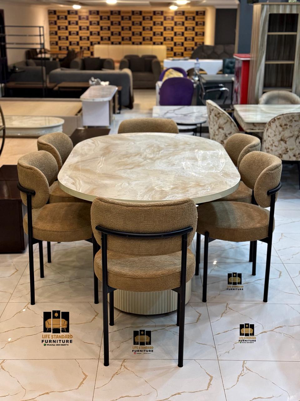 6 Seater Luxury Dining Table Set  | Life Standard Furniture