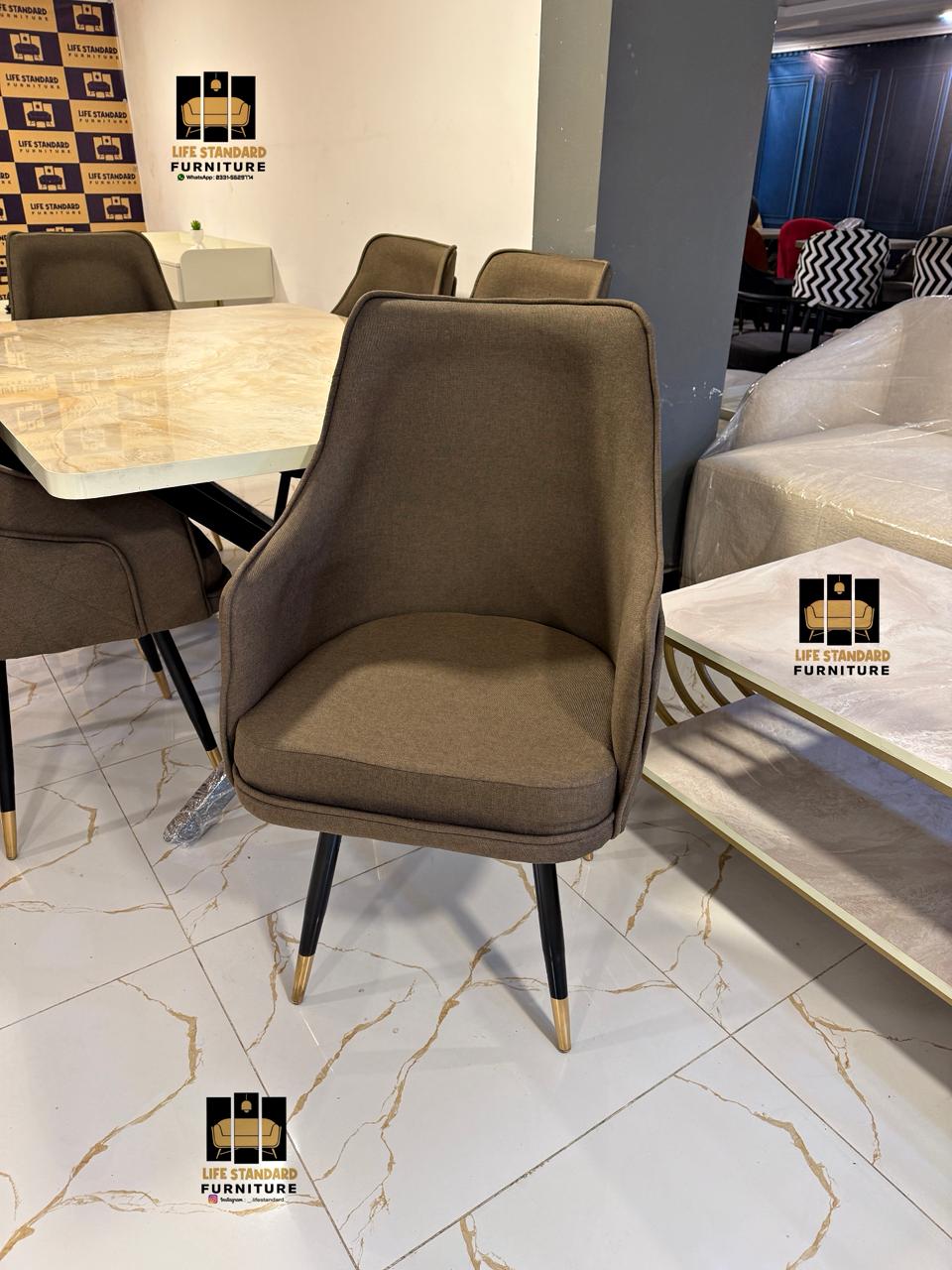 6 Seater Luxury Dining Table Set Modern Glossy Finish with Premium Comfort Chairs ✨