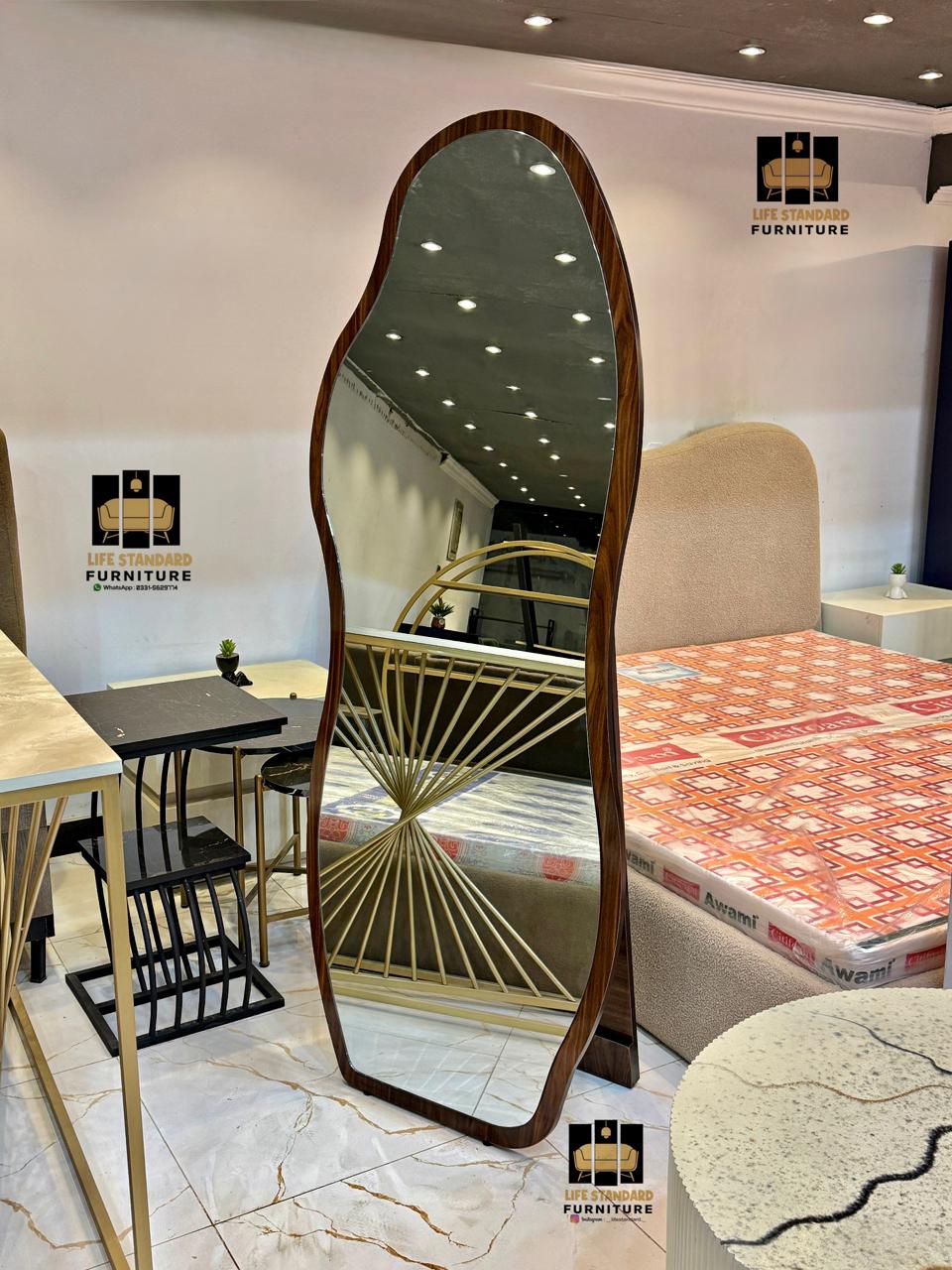 Luxury Full Length Designer Mirror Modern Wave Shape with Premium MDF Frame ✨