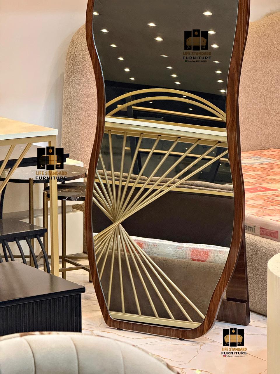 Luxury Full Length Designer Mirror Modern Wave Shape with Premium MDF Frame ✨